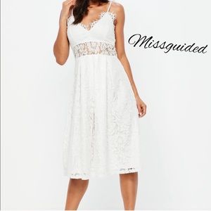 🤍WORN ONCE 🤍 Misguided White Lace Midi Dress